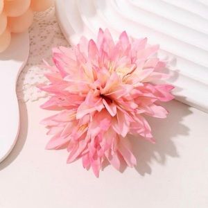 Pink flower hair clip - double chrysanthemum flower hair clip